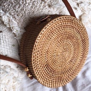 Rattan round Bali bag.